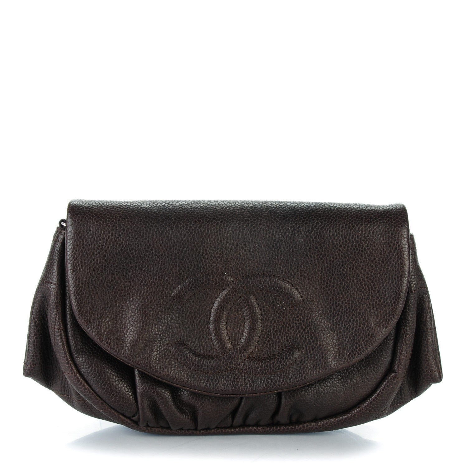Chanel Caviar Half Moon Wallet On Chain WOC Dark Brown 1 of 8