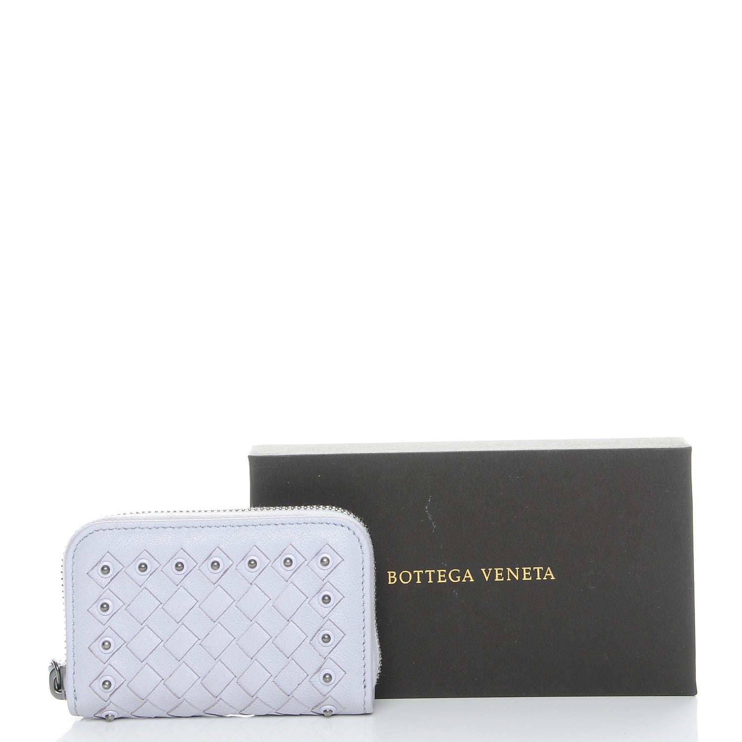 Bottega Veneta Nappa Intrecciato Studded Zip Around Coin Purse Oyster Lilac 9 of 9