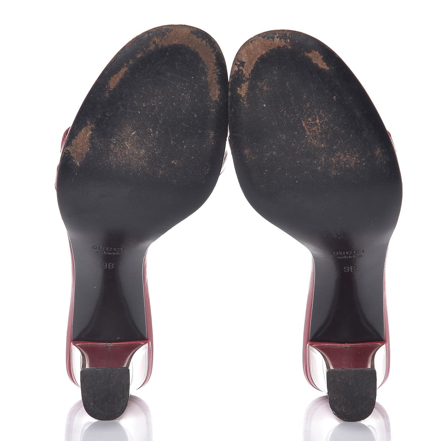 Calfskin PVC Mid Heel Slide Sandals 9 Red