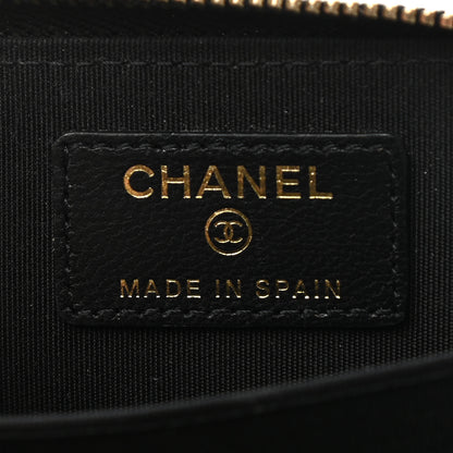 Chanel Lambskin Quilted Chanel 19 Zip Around Coin Purse Wallet Black 6 of 7