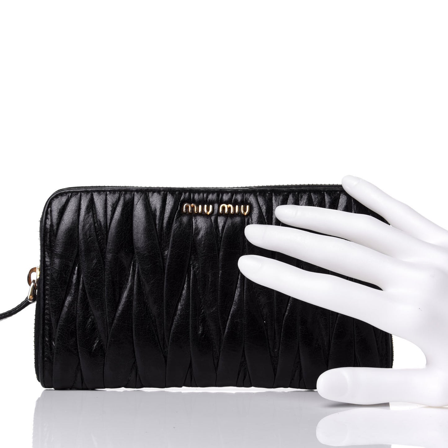 Nappa Matelasse Lux Zip Around Wallet Black