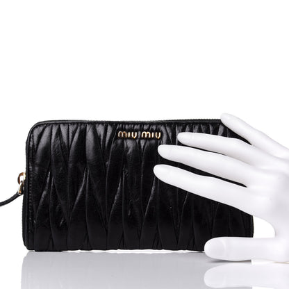 Miu Miu Nappa Matelasse Lux Zip Around Wallet Black 2 of 8