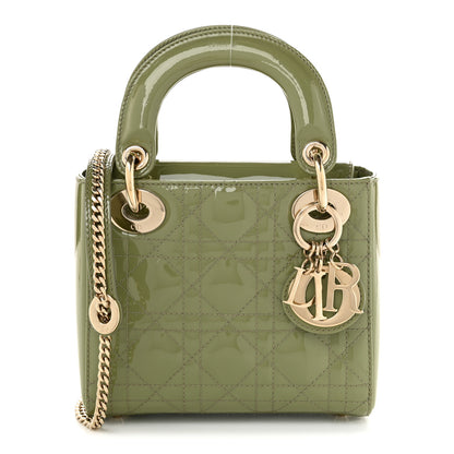 Christian Dior Patent Cannage Mini Lady Dior Dusty Green 1 of 10