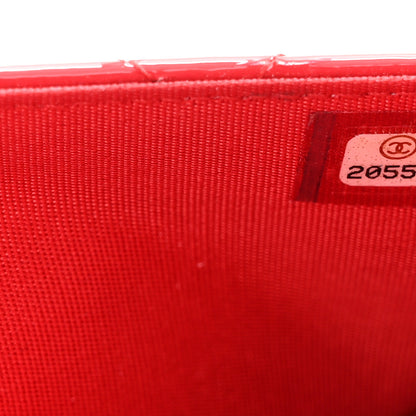 Chanel Patent Calfskin Quilted Boy Wallet On Chain WOC Red 7 of 11