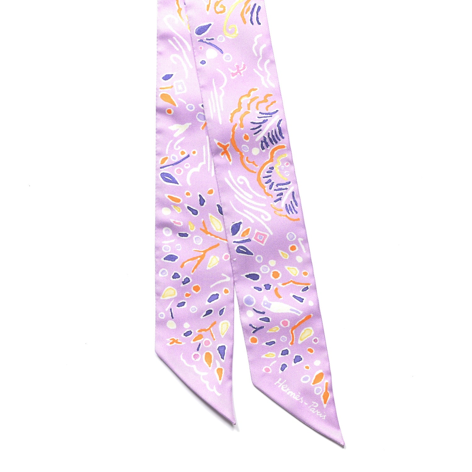 Hermes Silk Isola Di Primavera Twilly Lilas Orange Jaune Lilas Orange Jaune 2 of 4