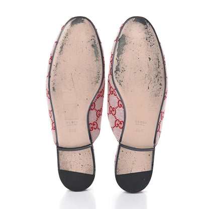 Gucci Canvas GG Monogram Horsebit Womens Princetown Slippers 39.5 Gardenia Hibiscus Red 5 of 7
