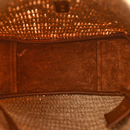 Saint Laurent Raffia Calfskin Le 5 A 7 Small Hobo Natural Brick 5 of 15