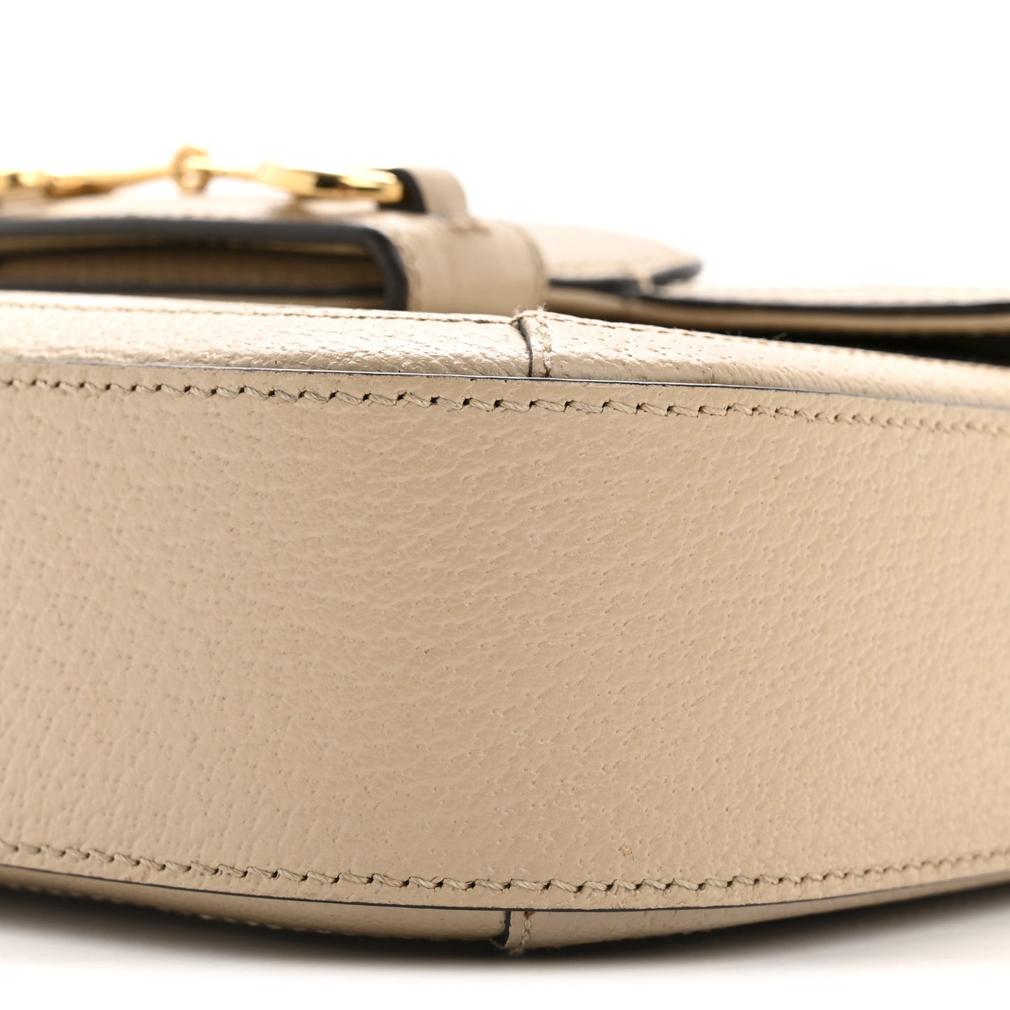 GG Supreme Monogram Textured Dollar Calfskin Web Mini Horsebit 1955 Shoulder Bag Beige Mystic White Oatmeal