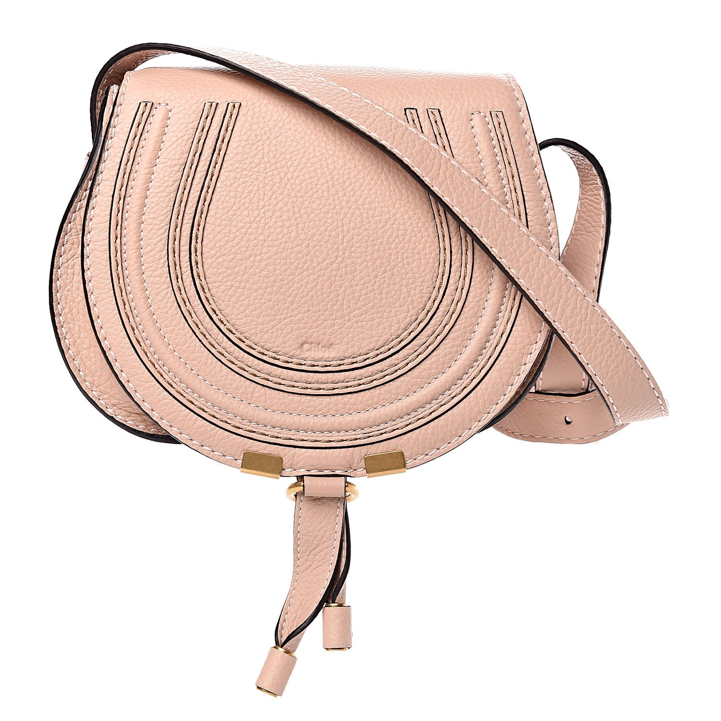 Calfskin Mini Marcie Round Crossbody Bag Blush Nude
