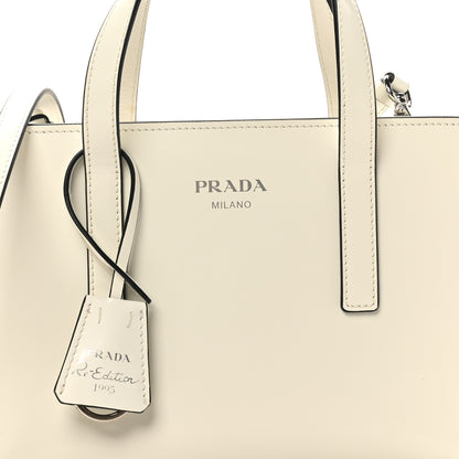 Prada Spazzolato Mini Re-Edition 1995 Double Handle Handbag White 7 of 9