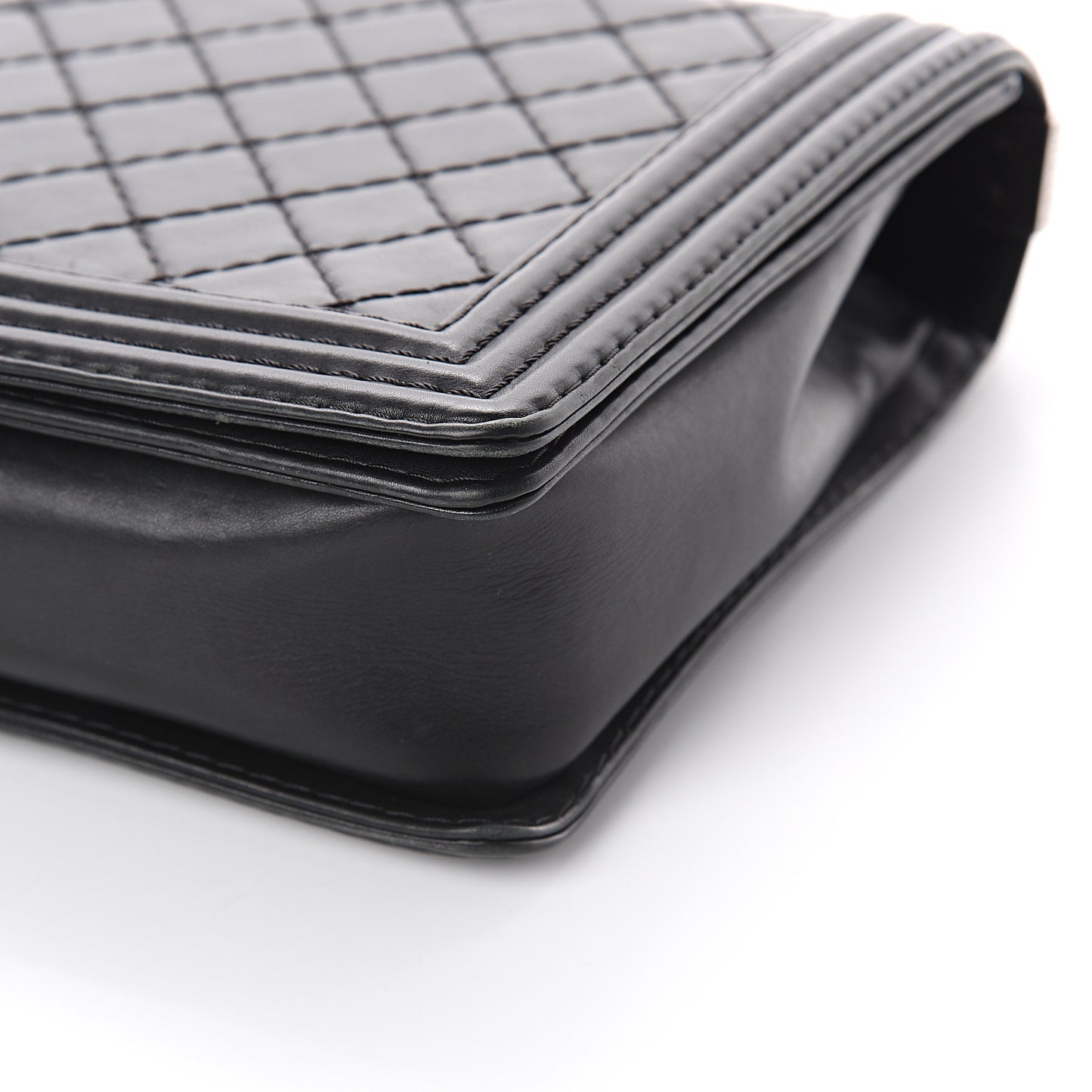 Lambskin Quilted Large Boy Flap Black