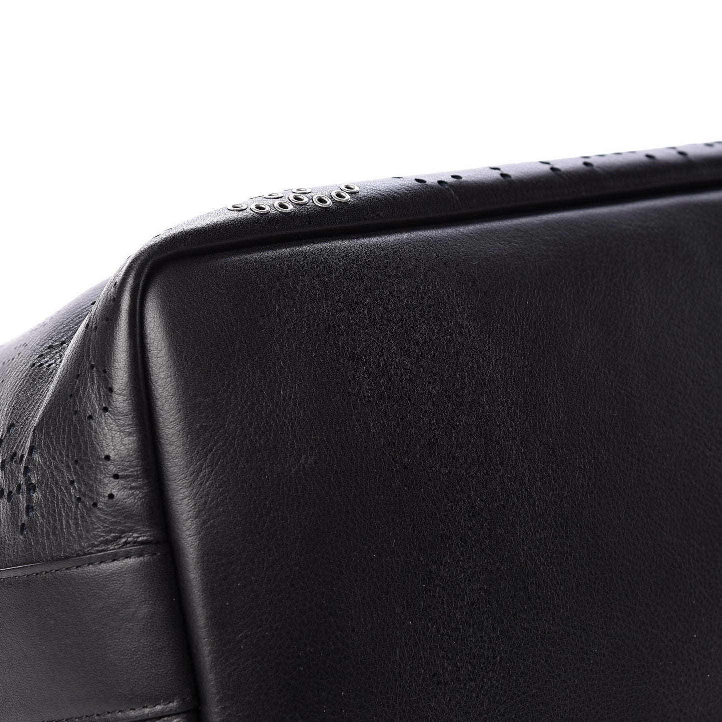 Calfskin Tweed Eyelet Large Shopping Tote Black