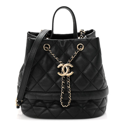 Chanel Caviar Quilted Rolled Up Bucket Drawstring Bag Black 1 of 10