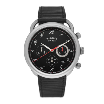 Hermes Titanium Barenia 41mm Chronograph Arceau Automatic Watch Noir 1 of 5