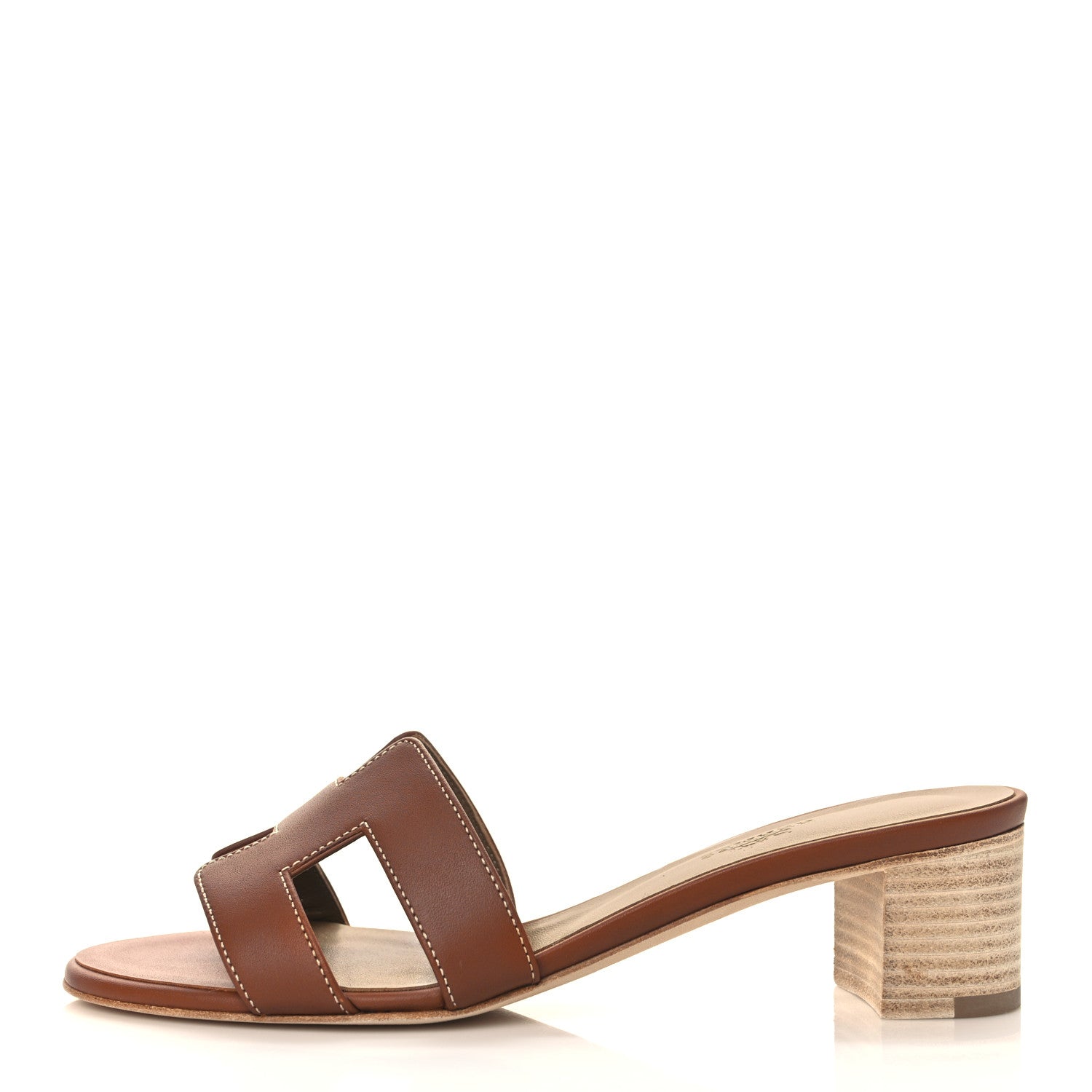 Hermes Calfskin Oasis Sandals 37 Gold 1 of 8