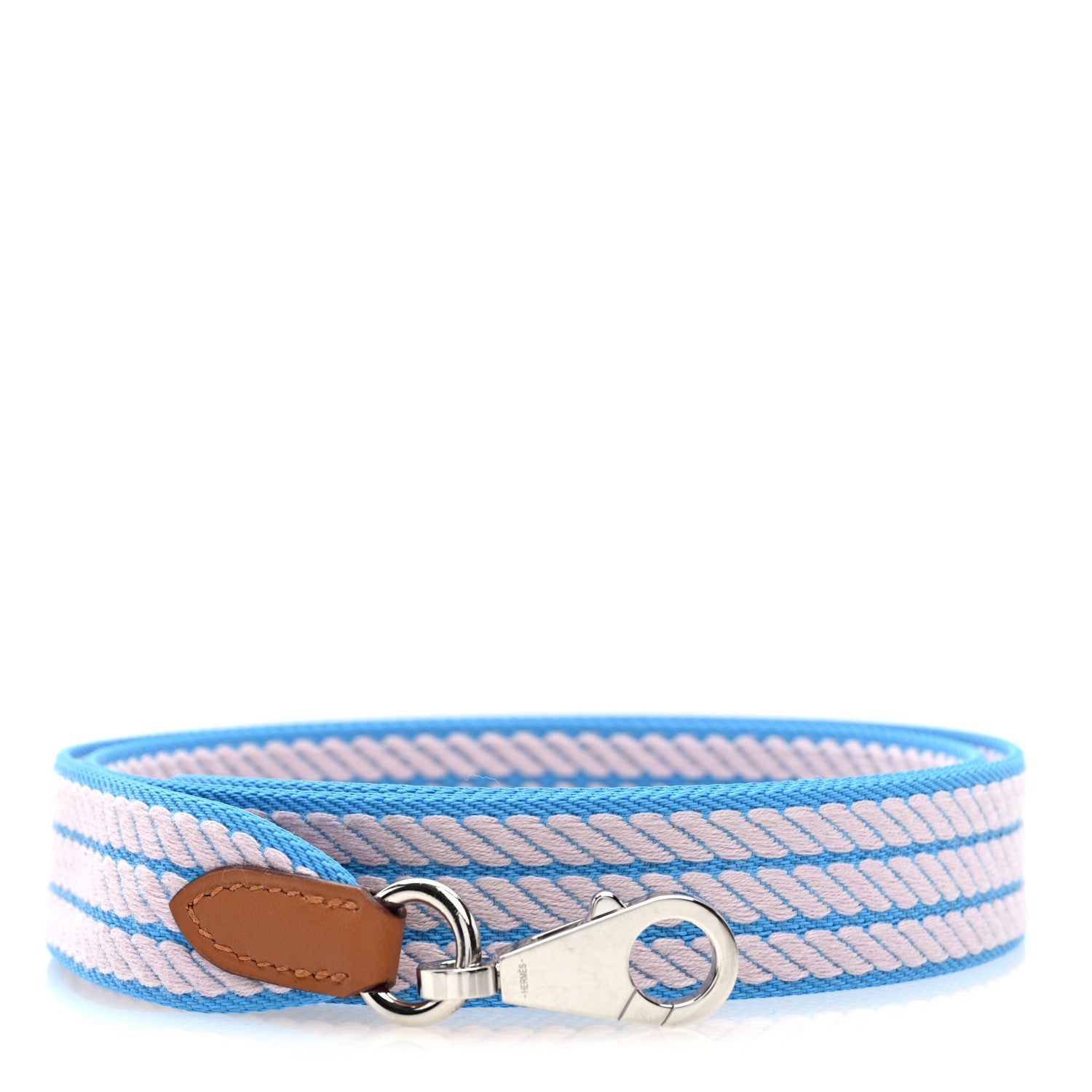 Hermes Toile Swift 25mm Sangle Cordage Shoulder Strap Azur Mauve Pale Gold 1 of 4