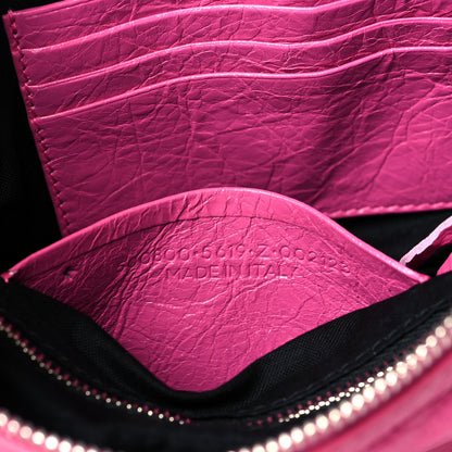 Balenciaga Agneau Arena Classic Silver Hardware Pouch With A Chain Crossbody Rose Flamingo 8 of 11