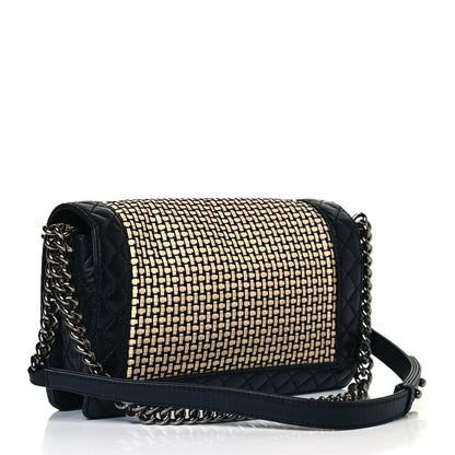 Chanel Calfskin Woven Medium Boy Reverso Flap Black 2 of 11