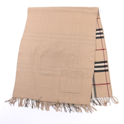 Burberry Merino Wool Cashmere Giant Check Helene Pocket Stole Natural 2 of 4