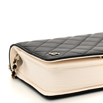 Chanel Lambskin Quilted Book Wallet On Chain WOC Black 10 of 12