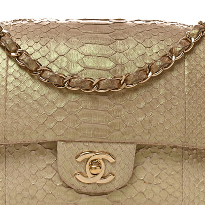 Chanel Metallic Snakeskin Medium Double Flap Light Beige 8 of 11