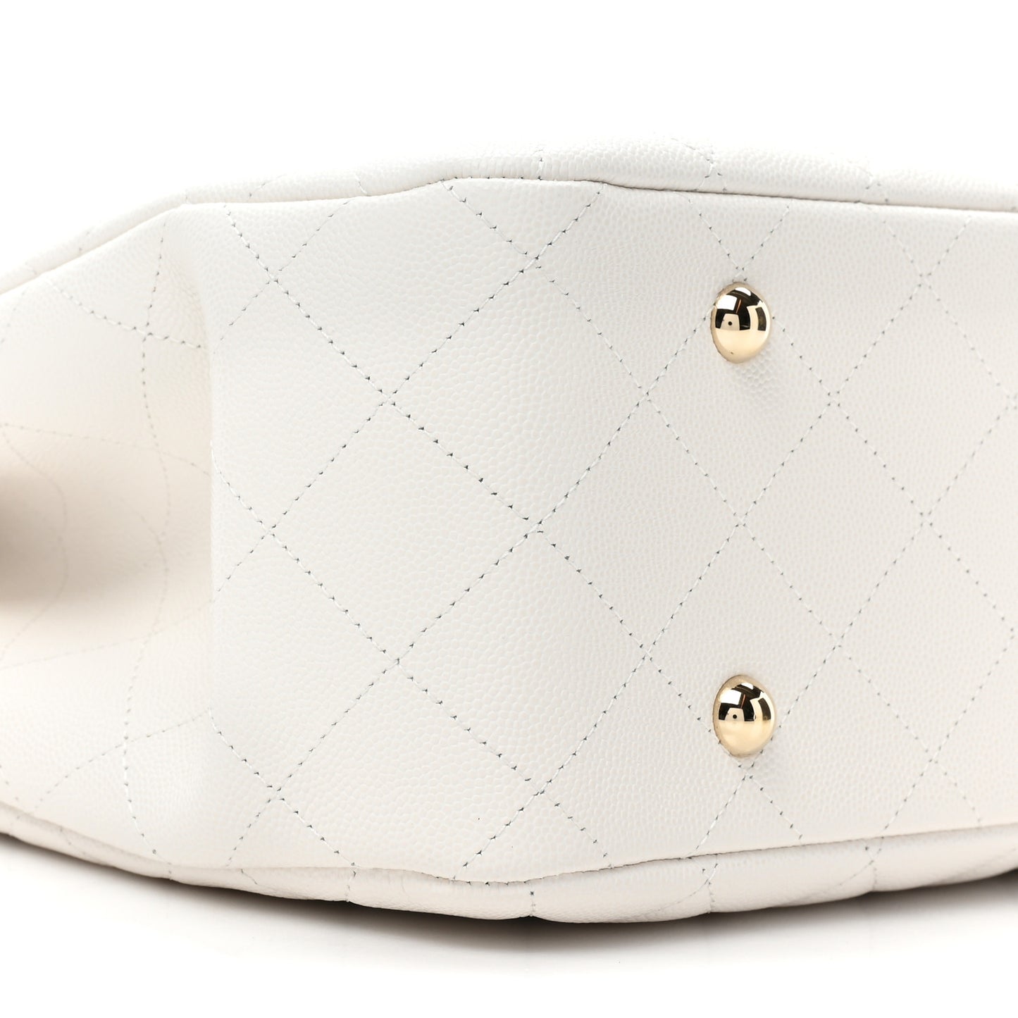 Caviar Quilted Large Classic Shopping Tote White