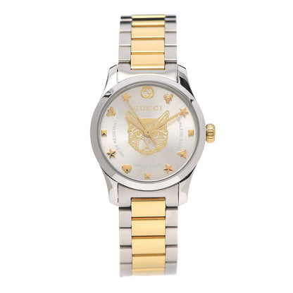 Gucci Stainless Steel 27mm G-Timeless Two Tone Cat Quartz Watch 1 of 6