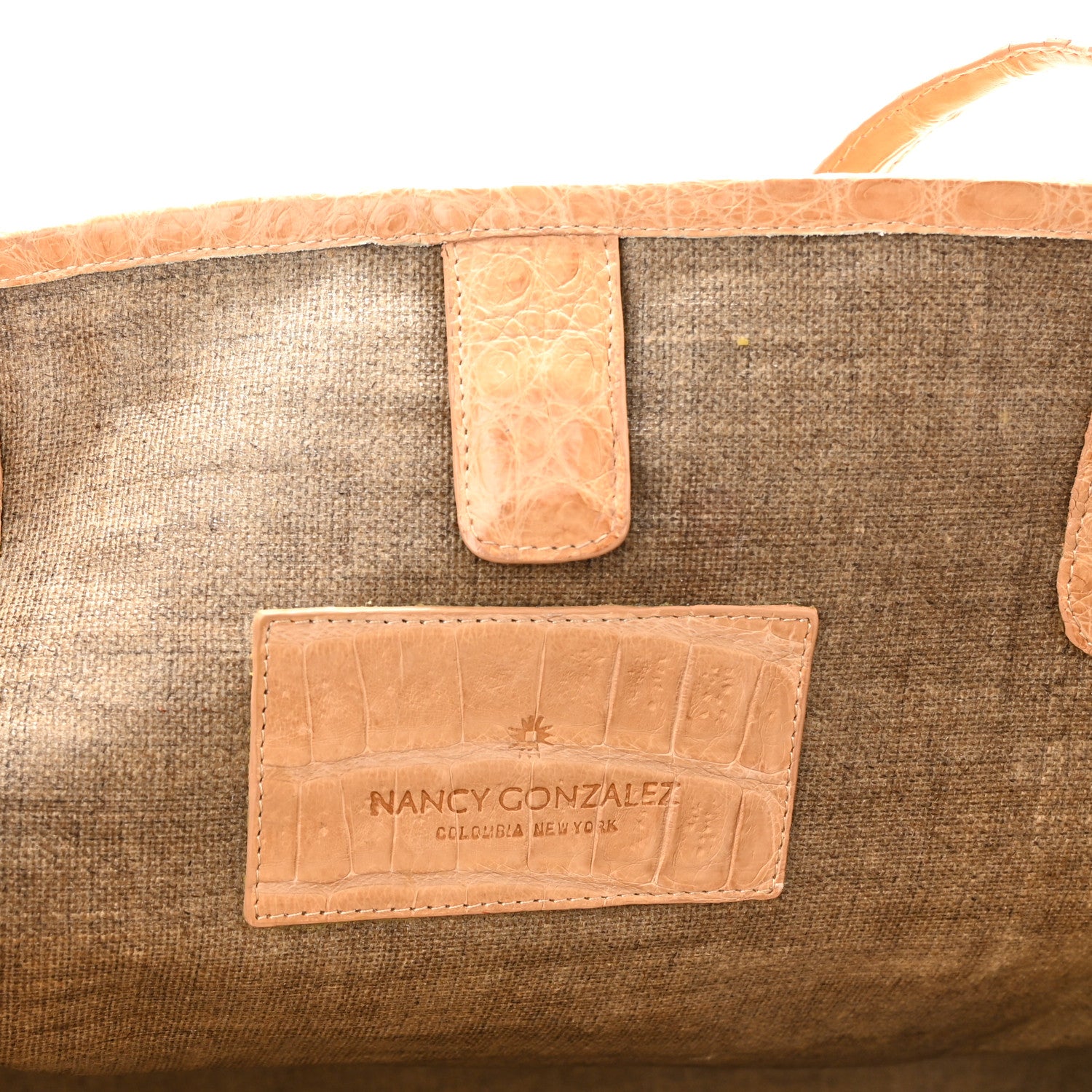 Nancy Gonzalez Crocodile Leaf Tote Beige 6 of 11