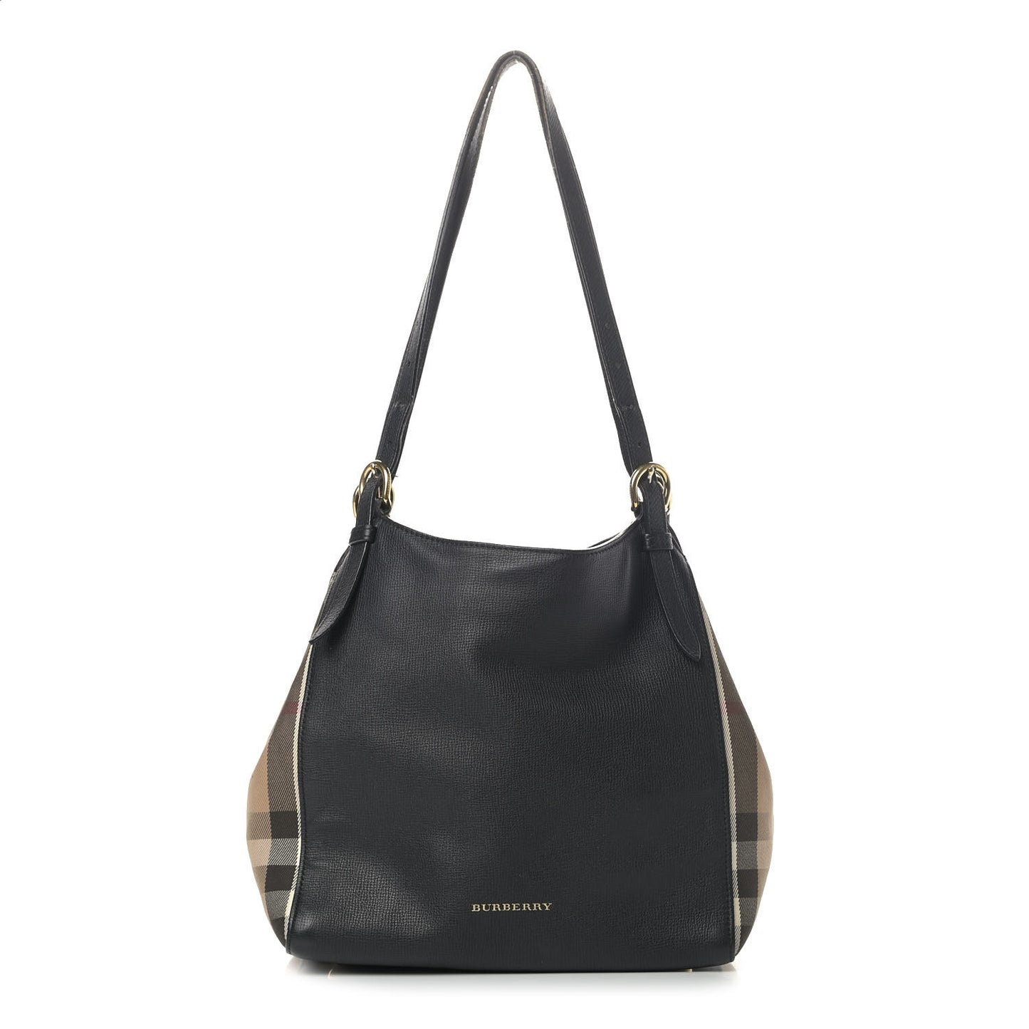Grainy Calfskin House Check Small Canterbury Black