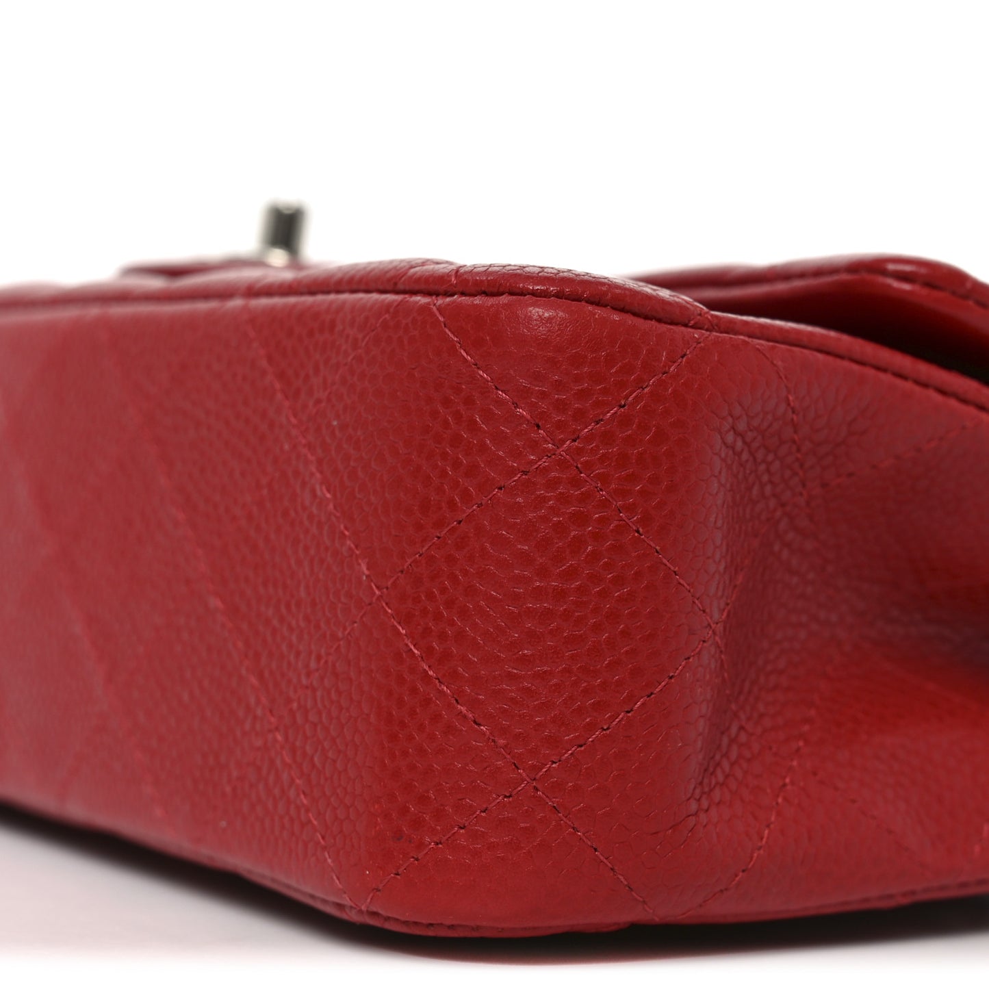 Caviar Quilted Medium Double Flap Red