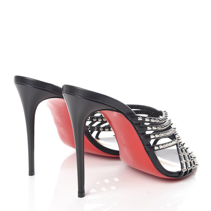 Christian Louboutin Kid Studded Marthaspike 100 Slide Sandals 39 Black Silver 4 of 9