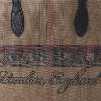 Burberry Coated Canvas Mega Check Medium Doodle Tote Black 9 of 9