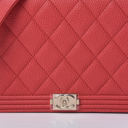 Chanel Caviar Quilted Boy Wallet On Chain WOC Red 9 of 14