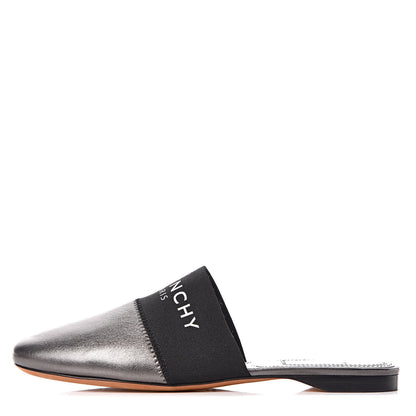 Givenchy Metallic Calfskin Bedford Logo Mule Slides 37 Black 1 of 11