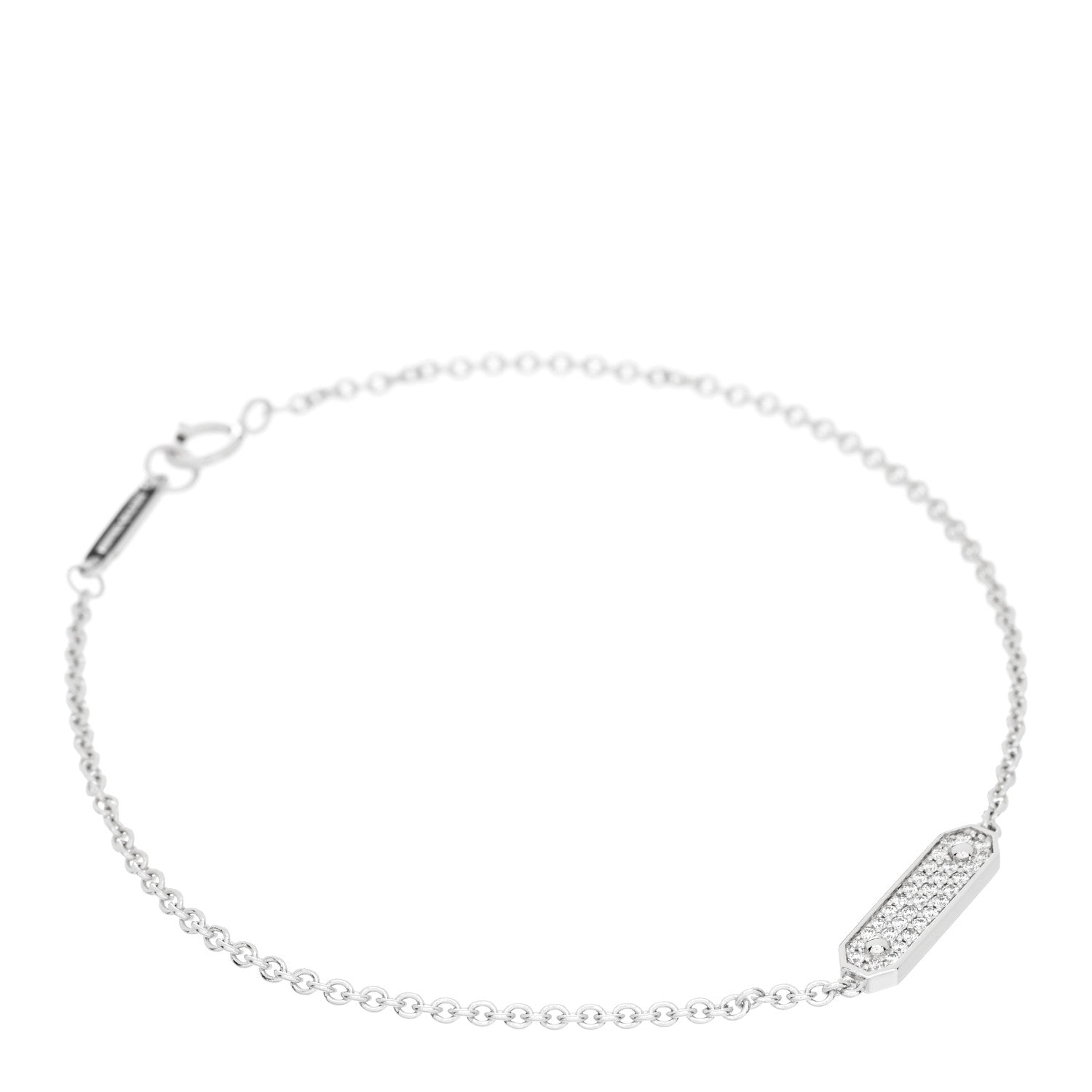 Tiffany 18K White Gold Diamond Tag Chain Bracelet 1 of 4