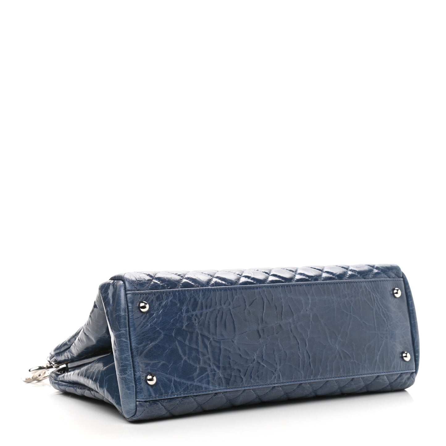 Aged Calfskin Large Just Mademoiselle Bowling Bag Blue