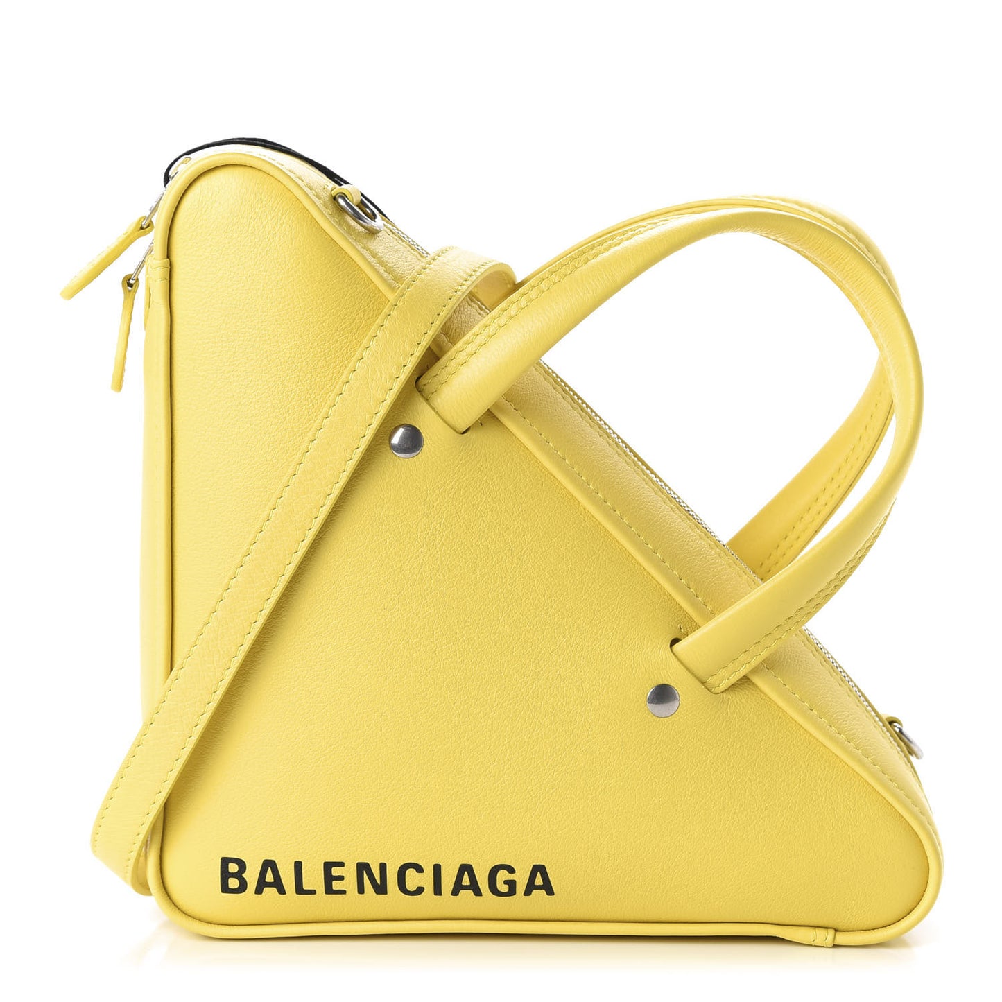 Shiny Day Calfskin Logo XS Triangle Duffle Jaune Black