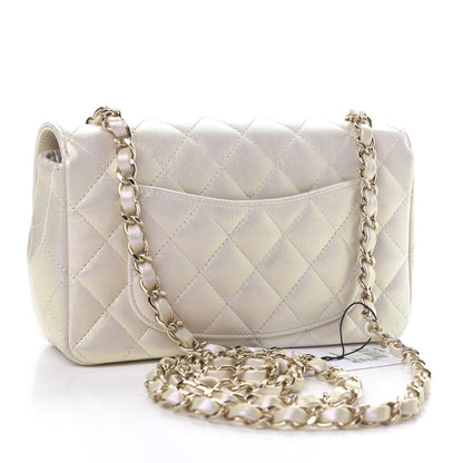 Chanel Iridescent Lambskin Quilted Mini Rectangular Flap Ivory 3 of 10