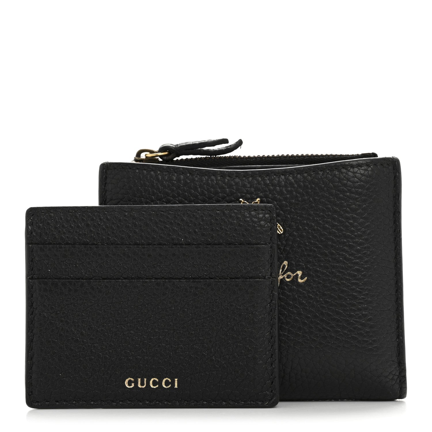 Gucci Pebbled Calfskin Animalier Card Case Wallet Black 3 of 11