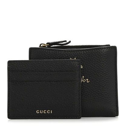 Gucci Pebbled Calfskin Animalier Card Case Wallet Black 3 of 11