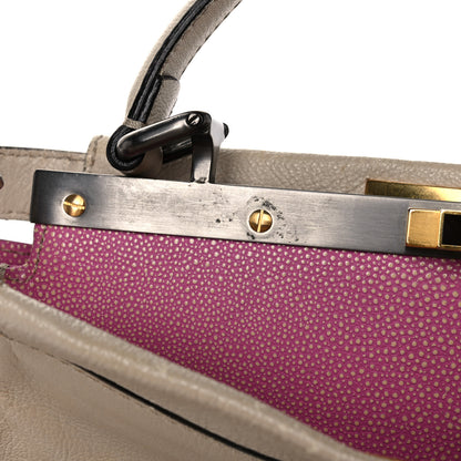 Fendi Goatskin Stingray Medium Peekaboo Iconic Satchel White Pink 17 of 31