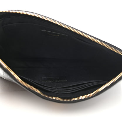 Saint Laurent Calfskin Crocodile Embossed Tablet Pouch Black 5 of 8