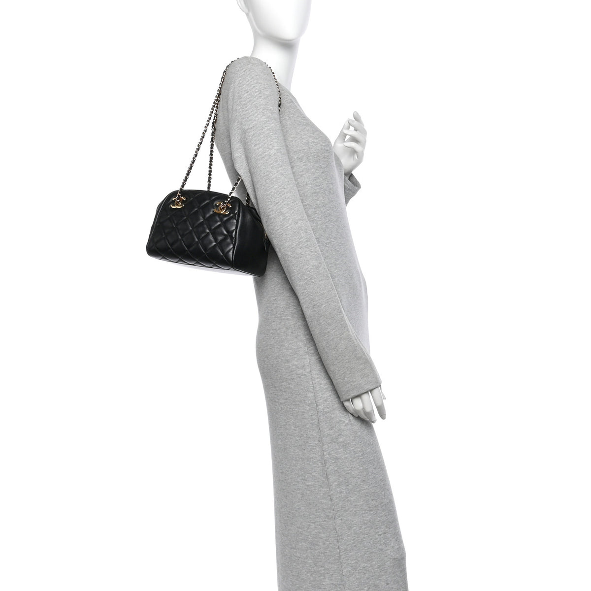 Chanel Lambskin Quilted Small Eyes On You Bowling Bag Black 2 of 10