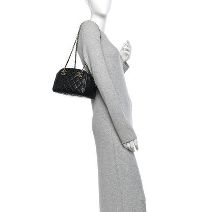 Chanel Lambskin Quilted Small Eyes On You Bowling Bag Black 2 of 10