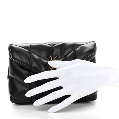Saint Laurent Lambskin Monogram Loulou Puffer Pouch Clutch Black 3 of 10