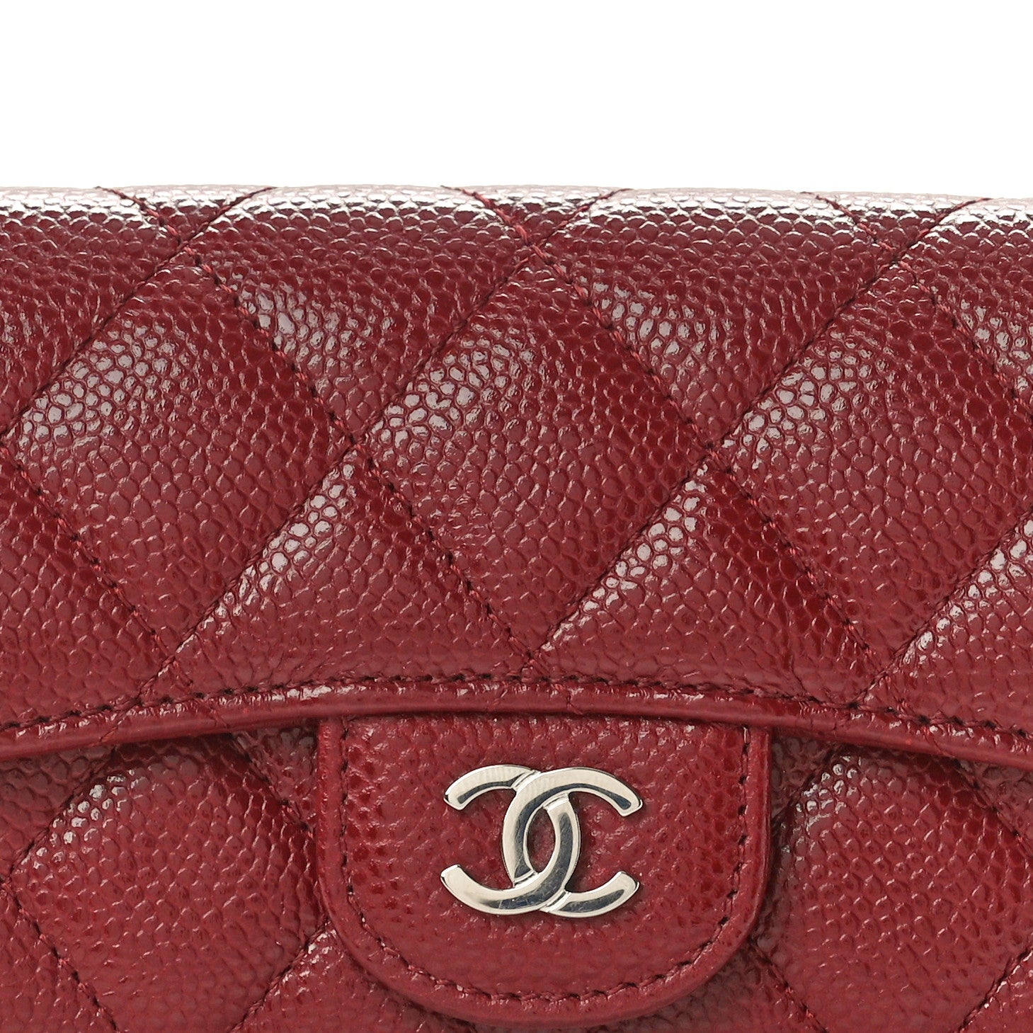 Chanel Caviar Quilted Flap Card Holder Wallet Burgundy 7 of 8