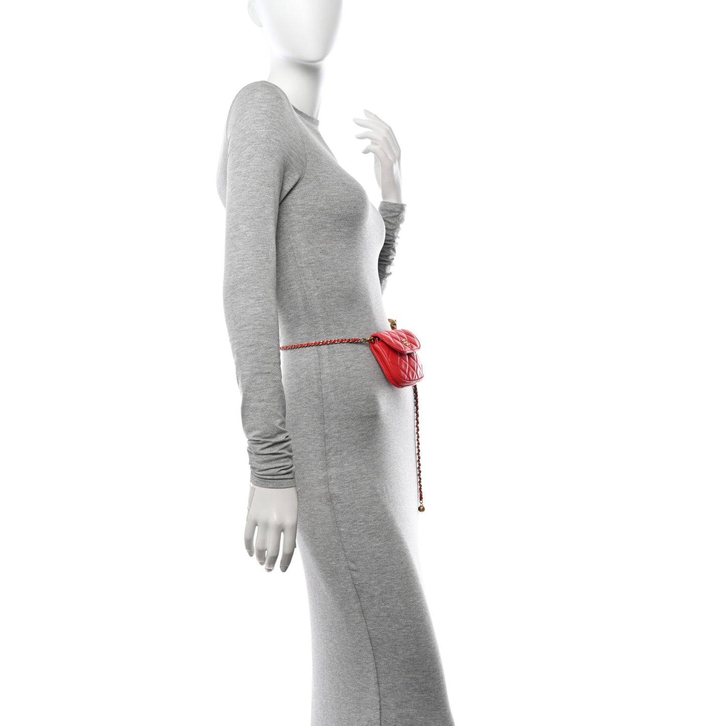 Lambskin Quilted Pearl Crush Waist Bag Red
