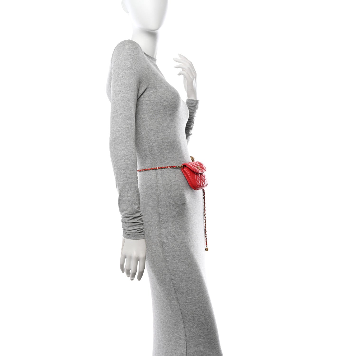 Chanel Lambskin Quilted Pearl Crush Waist Bag Red 2 of 10