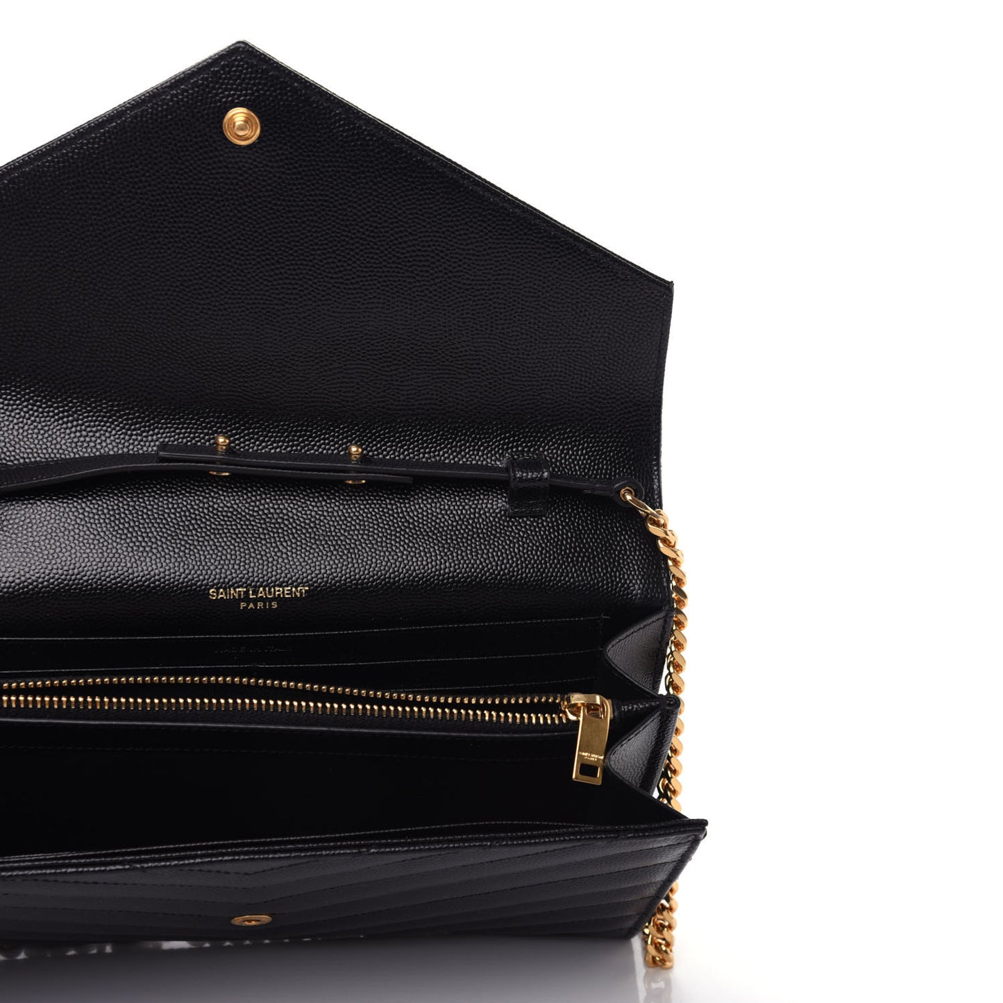 Grain De Poudre Matelasse Chevron Monogram Chain Wallet Black