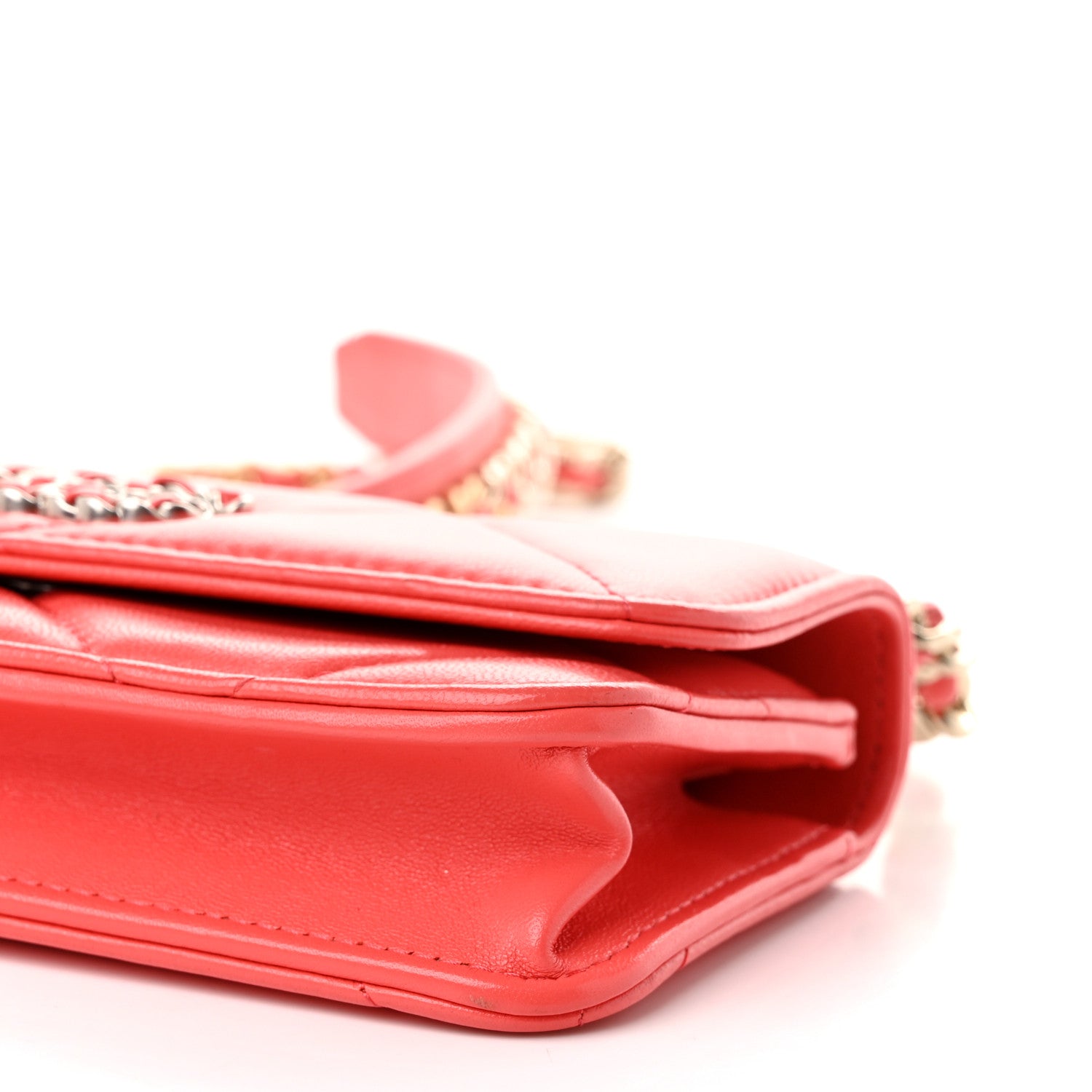 Chanel Lambskin Quilted Chanel 19 Flap Phone Holder With Chain Coral 10 of 10